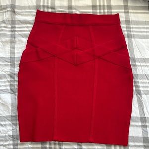 Red Bebe Mini Bandage Skirt